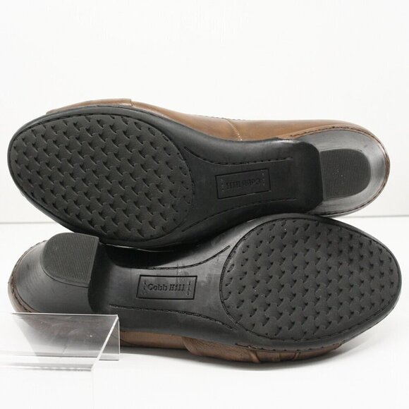 New Balance Cobb Hill Antique Brown Leather Pleated Knot Slip On Pump Heel Sz 10 - Picture 11 of 15